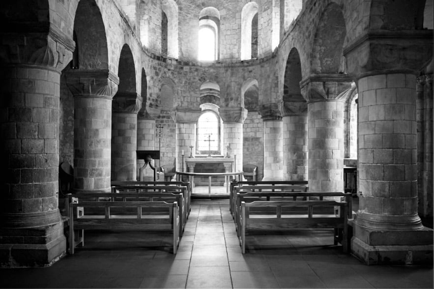 Chapel of St John Interior landscape monochrome